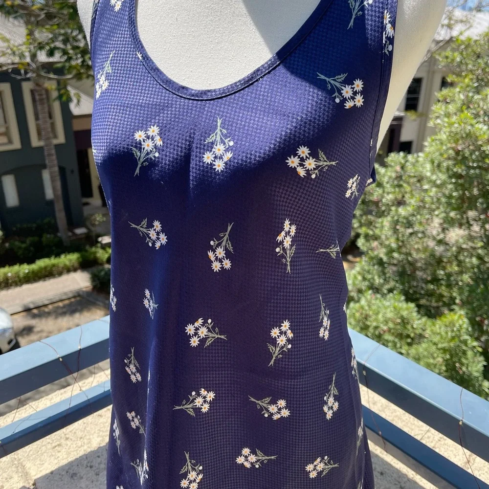 90s Vintage Blue Floral Slip Dress - Picture 8 of 9